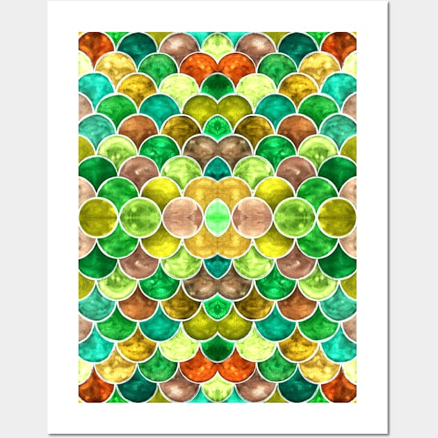 Green and Yellow Scales Pattern Wall Art by ZeichenbloQ